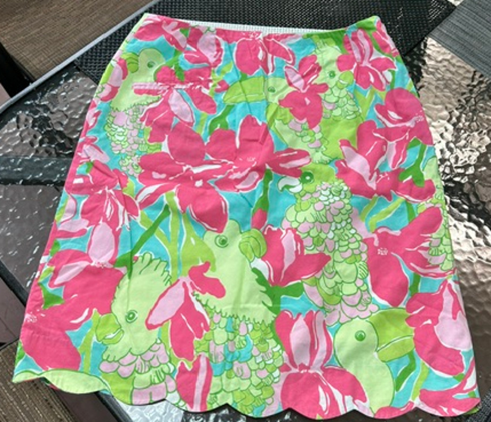 Lilly Pulitzer Ports of Caw Scalloped Skirt Vintage White Label 4 6